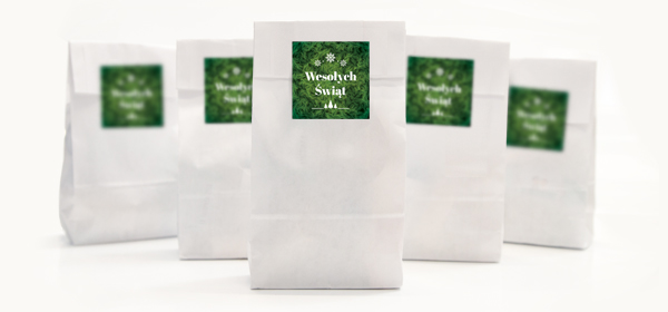 Torebki papierowe białe Zielone Gałązki, 5 szt